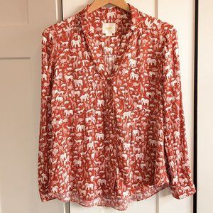 Anthropologie Maeve Safari Animals Button Up